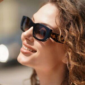 Prada PRB05S 3890A7 Sunglasses Black Rectangle Frame, Grey Gradient Lenses